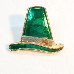 Vintage Beatrix Signed Enamel Green Leprechaun Hat Brooch Pin St Patrick's Day